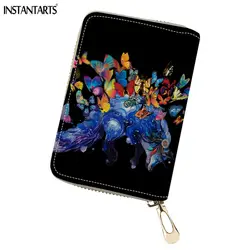 FORUDESIGNS/черный с разноцветными изображениями животных Для женщин ID хранения карты сумки Роскошный Кожаный Клатч кредитные карты сумки