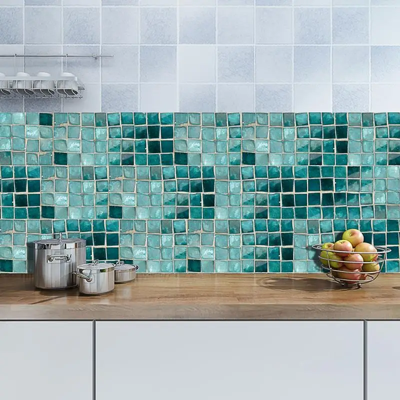 5M PVC Wall Sticker Bathroom Waterproof Self adhesive Wallpaper Kitchen Wall Paper Mosaic Tile Stickers Wall Decal Home Decor 40