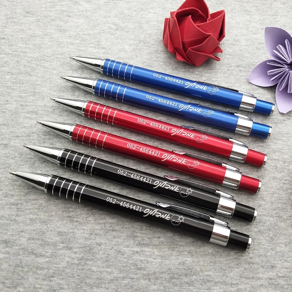 Lembranças de Eventos da Empresa de Brindes de Festa de Casamento Caneta de Metal Gratuitamente com Qualquer Logotipo + Texto Telefone + Endereço Totalidades Barato Personalizado 500 Pcs 7 High Quality Material escolar e de escritório