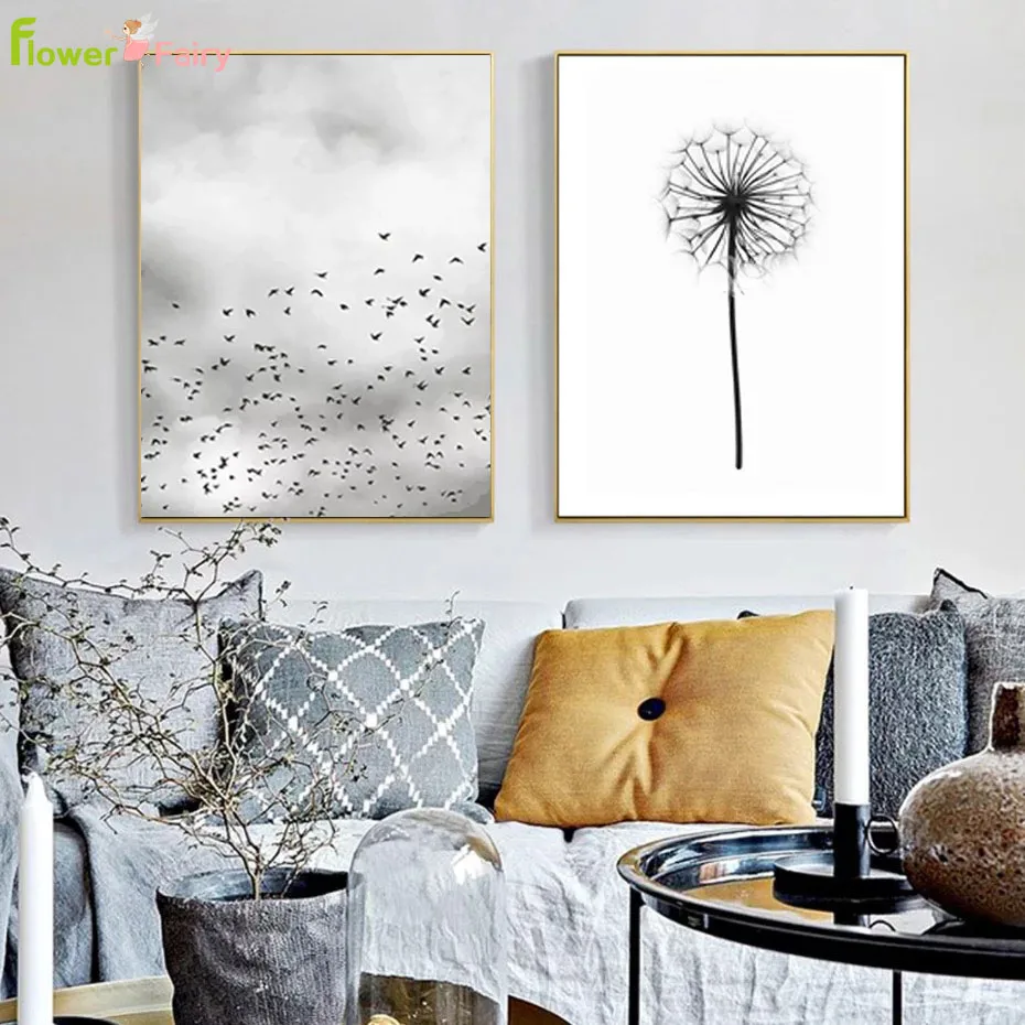 

Dandelion Canvas Painting Sky Birds Nordic Posters Picture For Living Room Wall Art Pictures Prints Home Decor Scenery Unframed