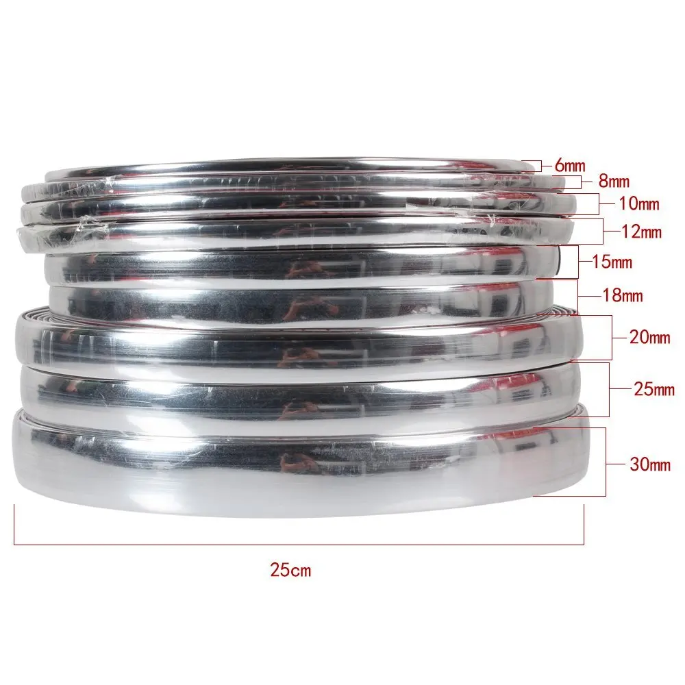 

Universal 15 Meter Car styling Chrome Trim Moulding Interior&Exterior Decorative Strip Car sticker 6/8/10/12/15/18/20/22/25/30mm