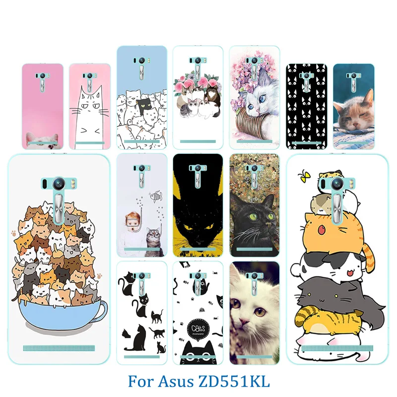 

Soft Phone Case For Asus Zenfone Selfie ZD551KL 5.5 inch Luck Cat Pattern Silicone Coque For Zenfone ZD 551KL ZD550KL Back Cover