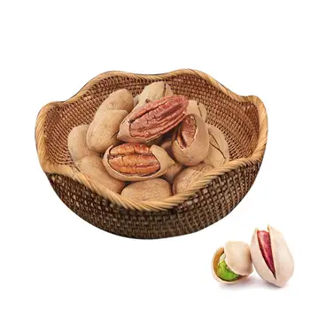 

Nordic Style Rattan Braided Storage Basket Home Desktop Snacks Candy Plate Home Crafts Kitchen Accessory