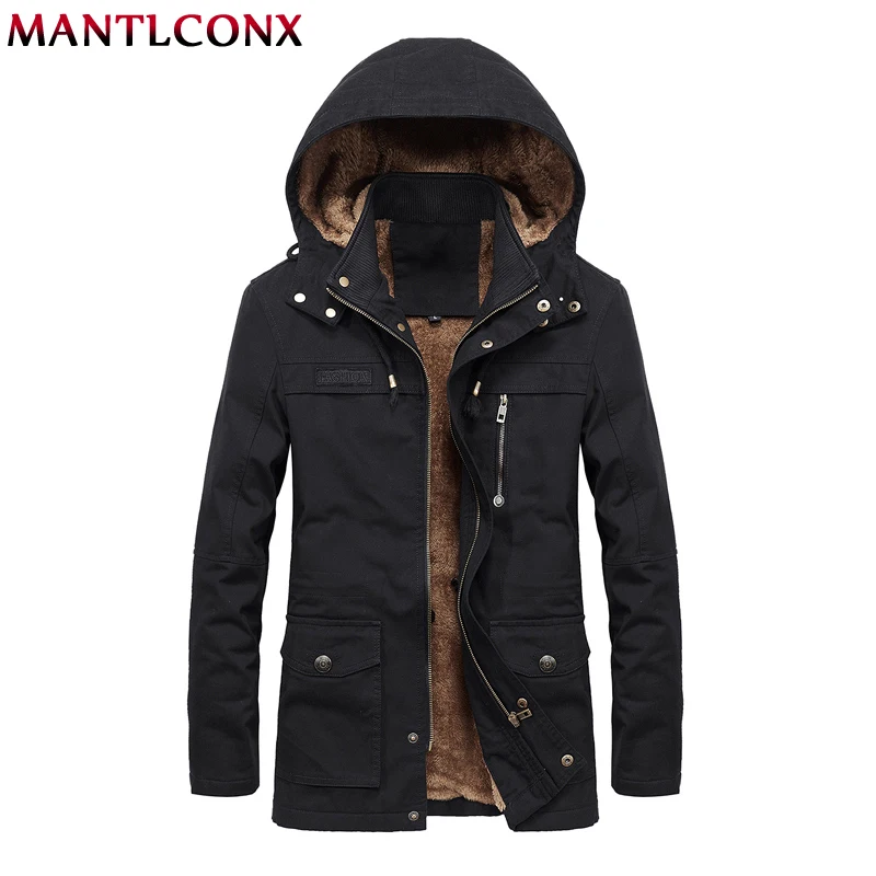 

MANTLCONX 2019 New Casual Men Jacket Winter Thick Warm Fleece Zipper Men Jacket Hooded Jacket Men Hoodies Coat Male Long Coats