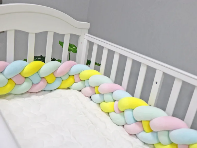 2019 Infant Plush Crib Bumper Bed Bedding Cot Braid Pillows Pad Protector-mo 