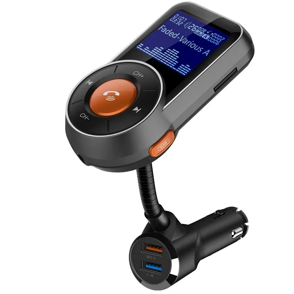 

Bluetooth FM Transmitter 1.4'' LCD Screen Handsfree Car Kit Auto Scan FM Frequency With TF Card Slot Aux Port Car MP3 Player