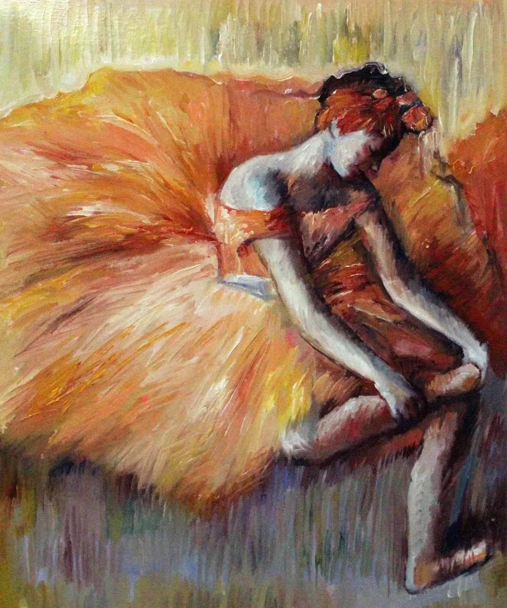 Impressionist Canvas Art Painting Dancer Adjusting Her Sandal by Edgar