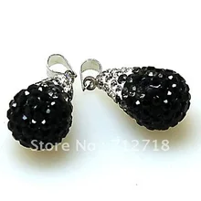 Подвески, полиглина и кристально чистый/серый/jet pave teardrop с крюком продается за 5 штук