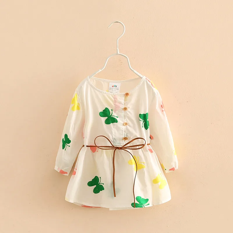 

Baby embroidery dress new spring 2017 girls color butterfly dress single-breasted dchildren's wear children's render dress 3902