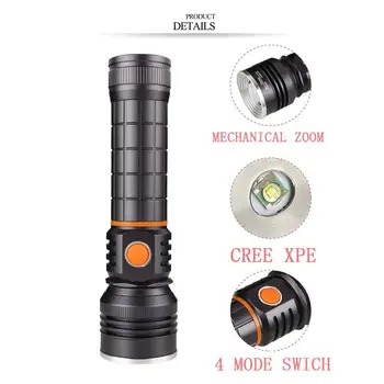 

Flexible Adjustable Flashlights Focus Magnet Tail LED Flashlight Q5+COB 4 Mode Zoom