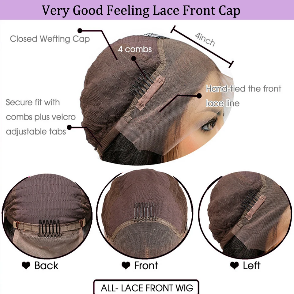 Straight lace frontal wig with bangs Brazilian human hair glueless front lace wig For Black Women Pre Plucked bleached knots
