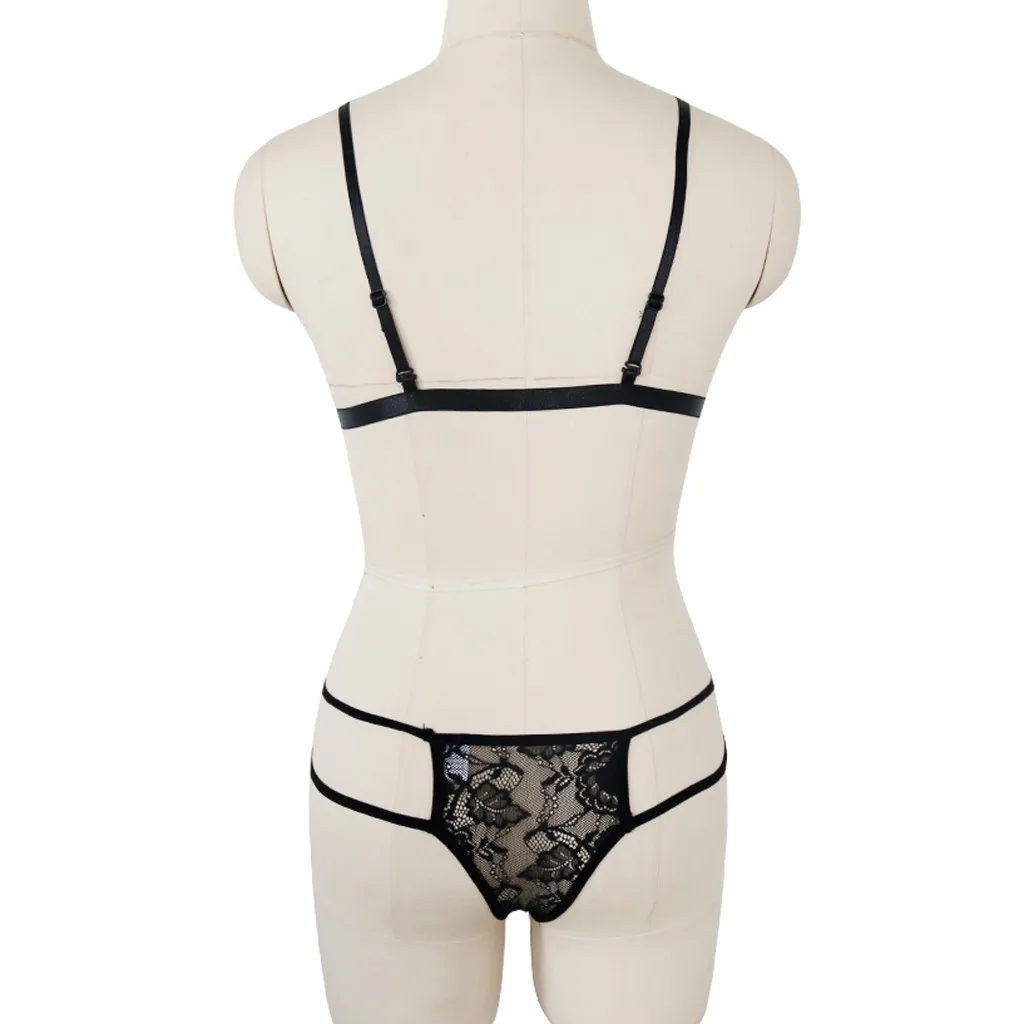 Женское нижнее белье, Модный женский черный кружевной сексуальный комплект нижнего белья с v-образным вырезом