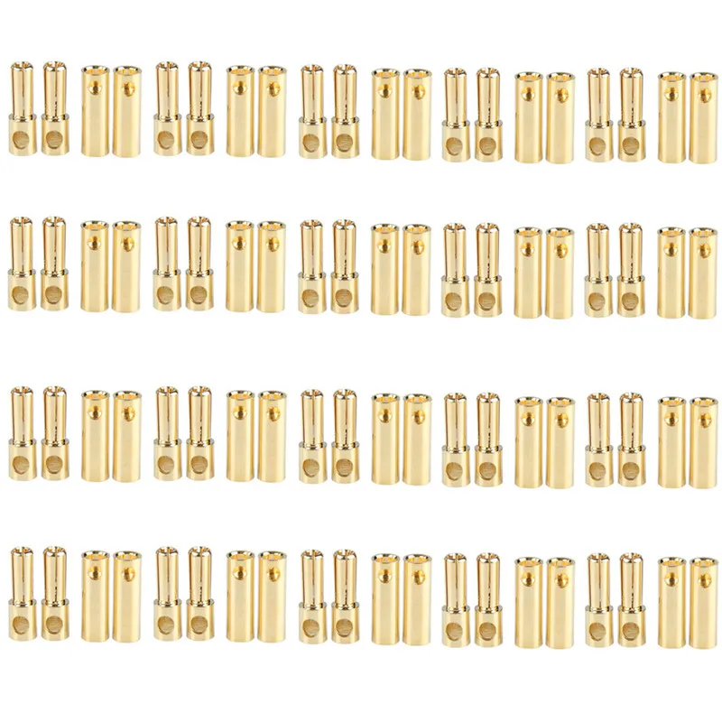 

20 Pairs/lot Brushless Motor Banana Plug 5.0mm 5mm Gold Bullet Connector Plated for ESC Battery RC Helicopter Parts Accessories