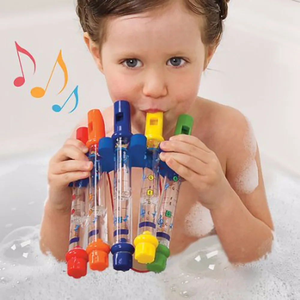 5 шт. ряд новые детские красочные водяные свистки Ванна тюнеры регулируемые образовательные водные флейты DIY музыкальные игрушки для ванной