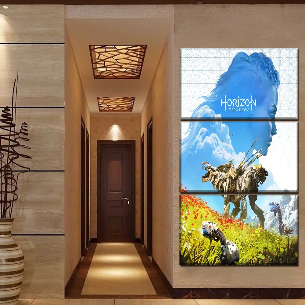 Canvas Print Picture Wall Art 3 Pcs Game Horizon Zero Dawn Aloy And Girl Paintings Home Decor Module Poster Living Room Frame | Дом и сад