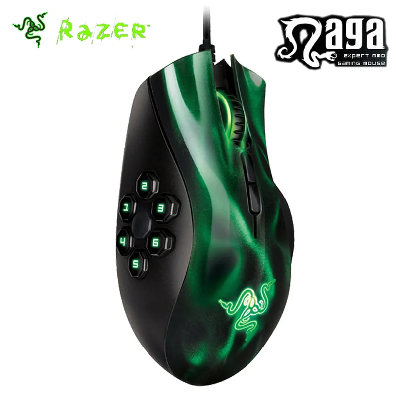 

Razer Naga Hex MOBA PC Gaming Mouse 5600dpi Razer Mouse 3.5G Laser Sensor Computer Mice 10 Million Click Life Cycle Green/Red