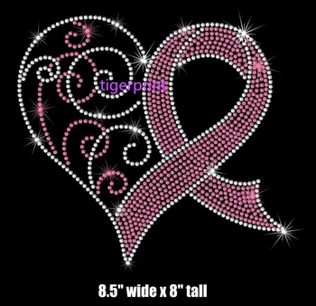 

Ribbon heart rhinestone transfer motif hot fix rhinestone motif