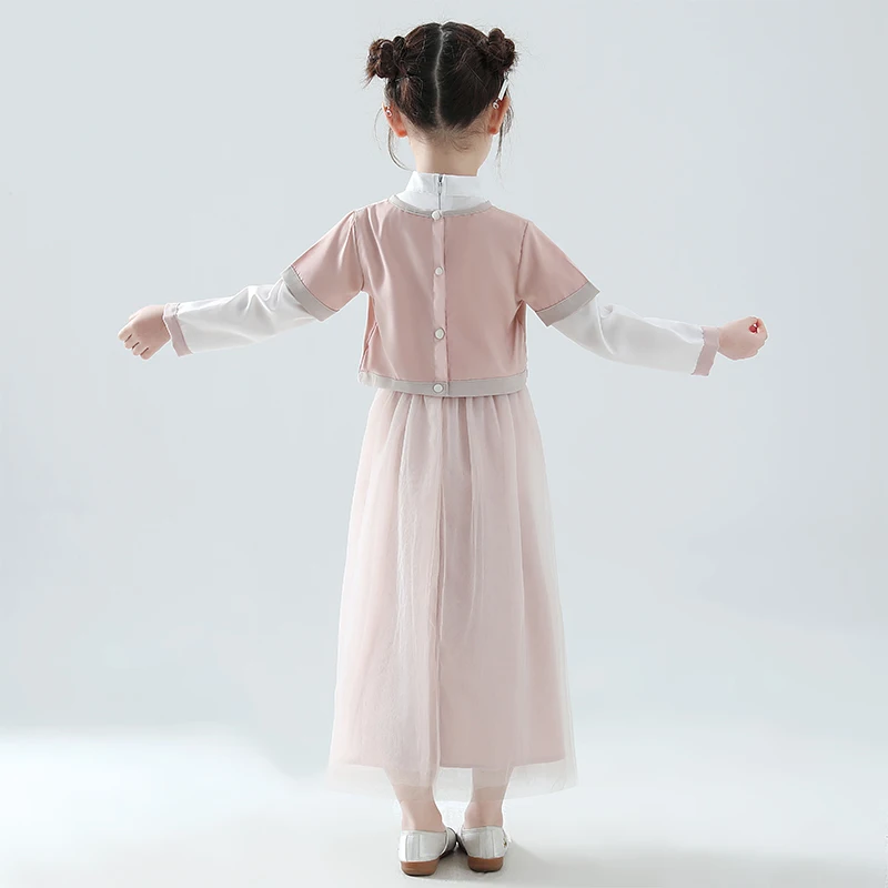 Детские Hanfu костюм для девочки в китайском Стиль со сказочным цветком в стиле династии Тан платье древней китайской и традиционный Hanfu одежда, костюмы для танцев DQL482