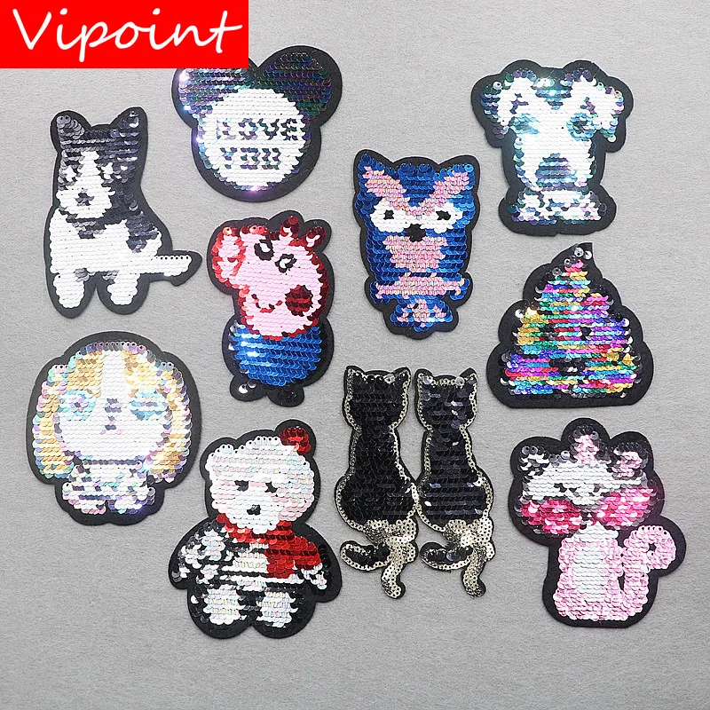 

VIPOINT embroidery sequins cartoon patches animal patches badges applique patches for clothing XW-145