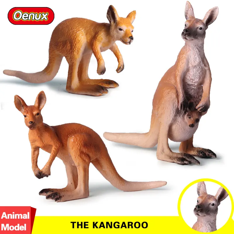 

Oenux 3PCS/Set Australia Kangaroos Animals Simulation Action Figure Female Baby Kangaroo Model Figurines Collection Toy For Kids