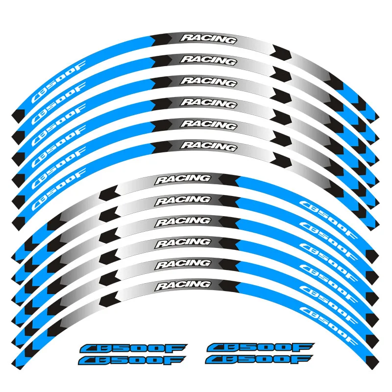 Горячая мотоциклетный обод колесная наклейка аксессуар светоотражающий водонепроницаемый стикер для Honda CB500F CB500X - Цвет: CB500F A  blue