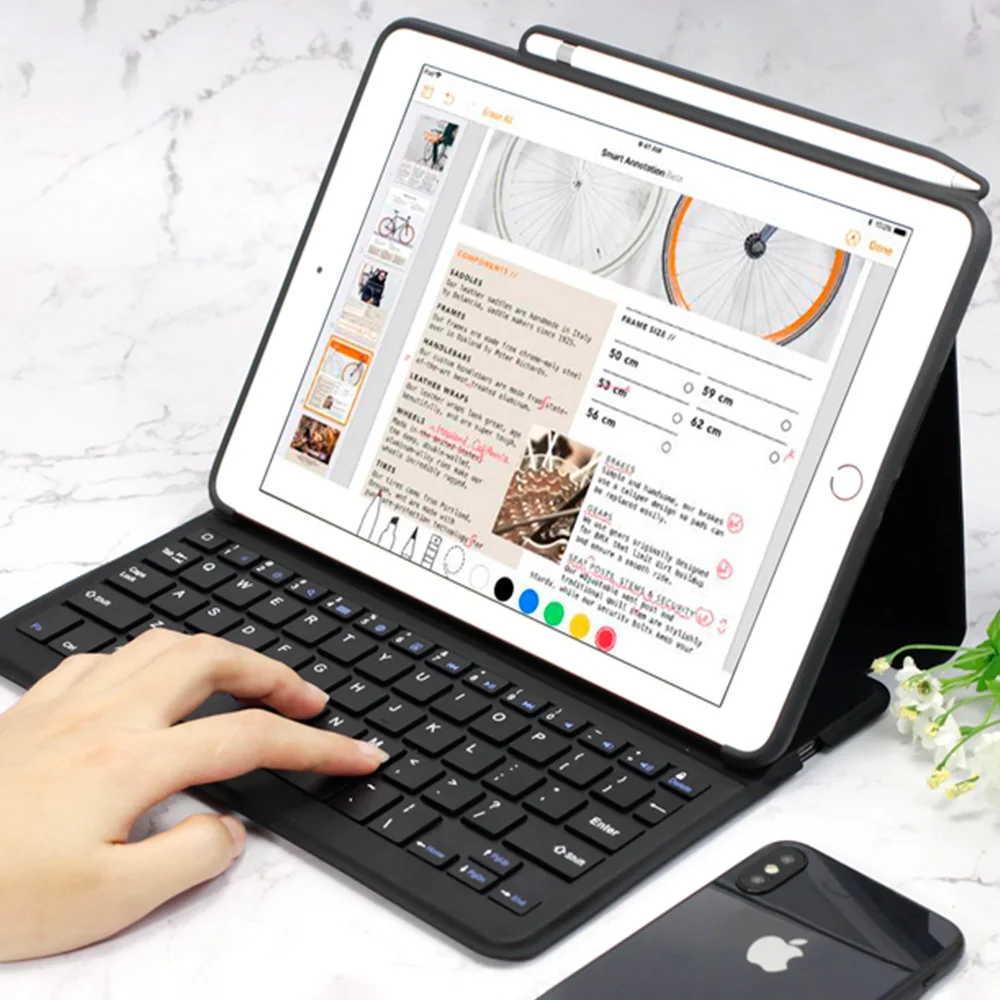 Wireless Bluetooth Keyboard Cases For iPad 2018/2017 Case 9.7 PU