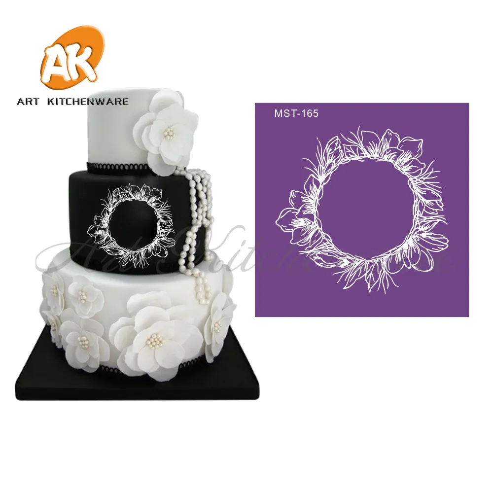

Flower Frame Mesh Stencil Lace Cake Stencil Wedding Cake Decorating Tools Soft Fabric Stencils for Fondant Cake Mold Bakery