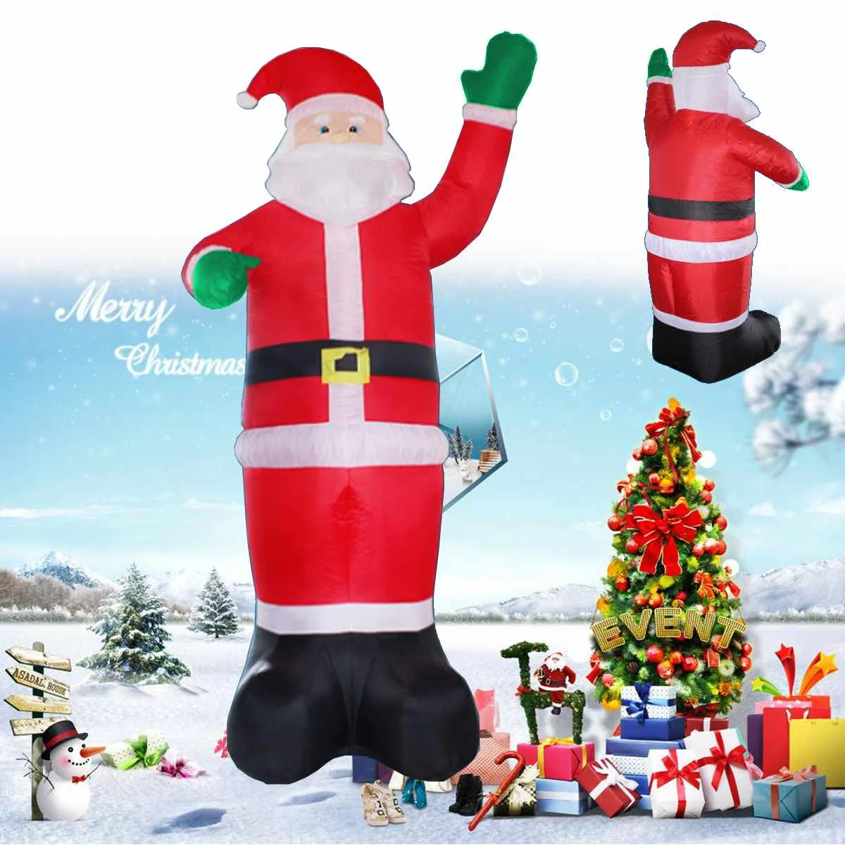 

1.2-3.5M Inflatable Santa Claus Christmas Tree Outdoor Lawn Yard Decor Airblown 220V