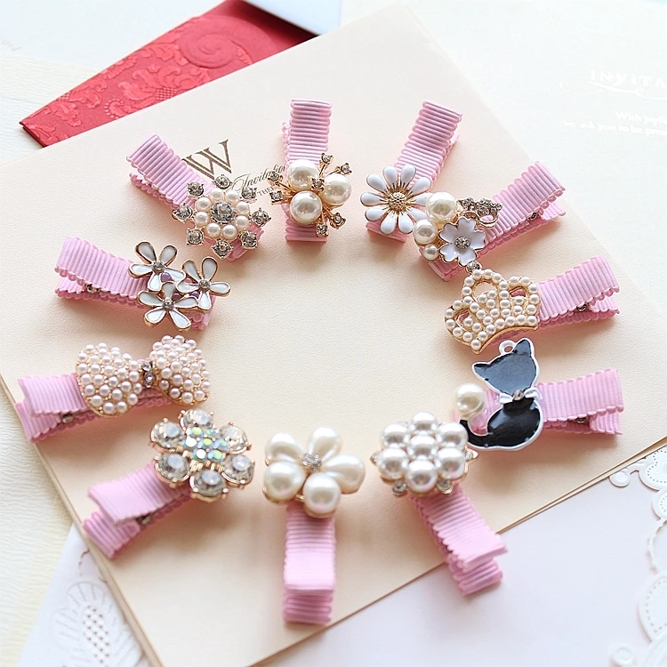 

New Cute Crown Pearls Baby Hairpins Hair Accessories Bowknot Princess Hairpins Girls Headwear Kids Headdress Children Hair Clips