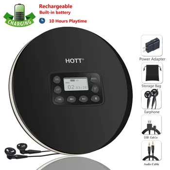 

Rechargeable Portable CD Player Personal Compact Disc Player with LCD Display Stereo Earbuds 10hr Battery Life Skip Protection