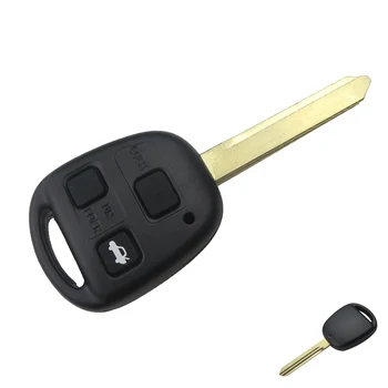 

3 Button Replacement Remote Key Car Cover Fob Shell Case with Rubber Pad For Toyota RAV4 Corolla Camry Prado TOY47 Uncut Blade
