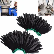 Новое поступление 12 пар Черный нейлон ПУ рабочие перчатки строительные рукавицы с захватом для Palm защитные перчатки