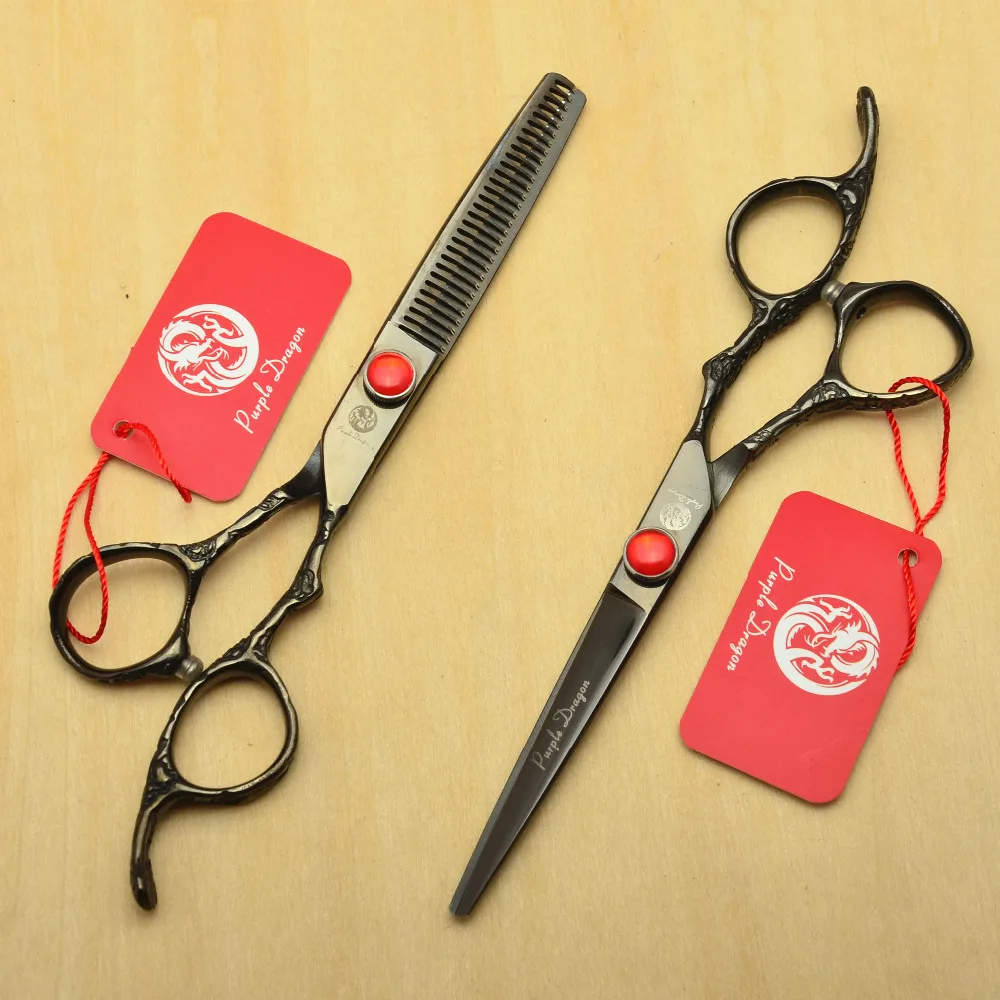 2Pcs 6.0'' 17.5cm Black JP 440C Professional Human Hair Scissors