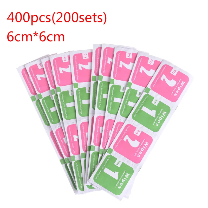 

400pcs(200sets) Mobile Camera Lens Cleaning Cloth LCD Screens Dust Removal Wet Dry Wipe Paper