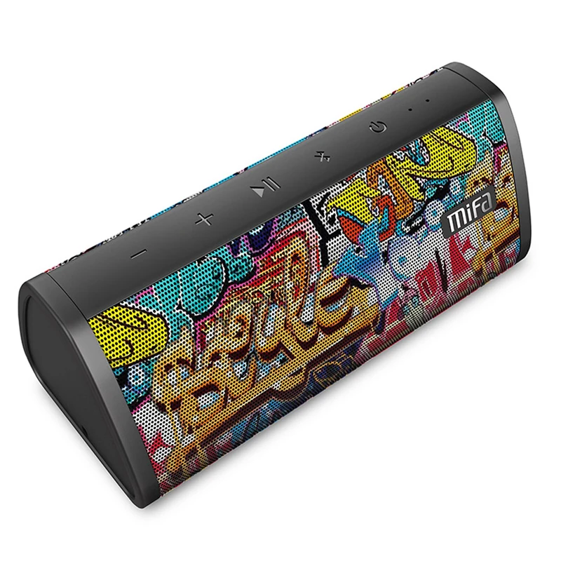 MIFA Black-Graffiti Bluetooth Speaker IPX5 Waterproof Bluetooth 4.2 Wireless Speaker Micro SD Built-in Mic Stereo Sound TWS