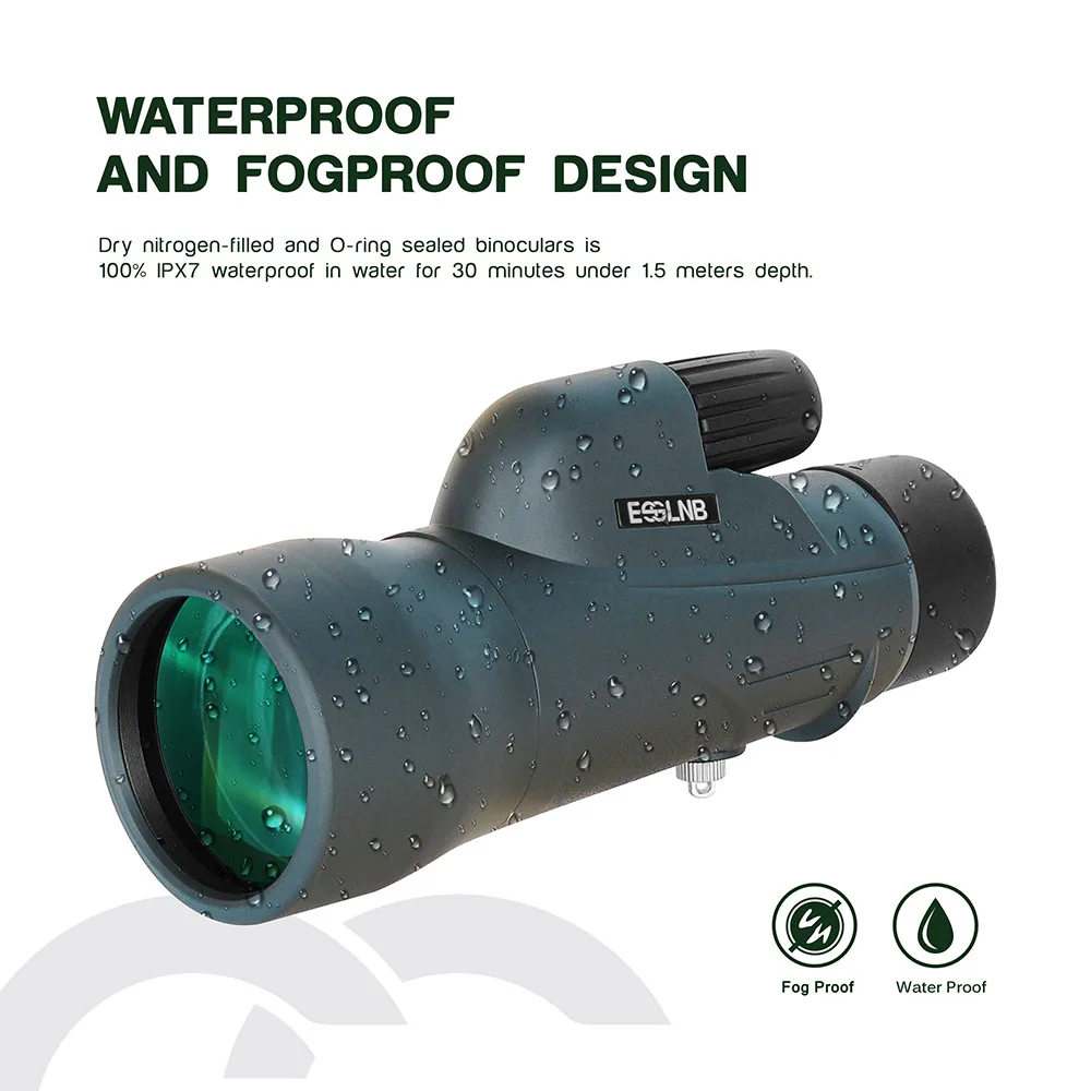  12X50 High Power Monocular with Tripod Smartphone Holder Waterproof Telescope Bak4 for Bird Watchin