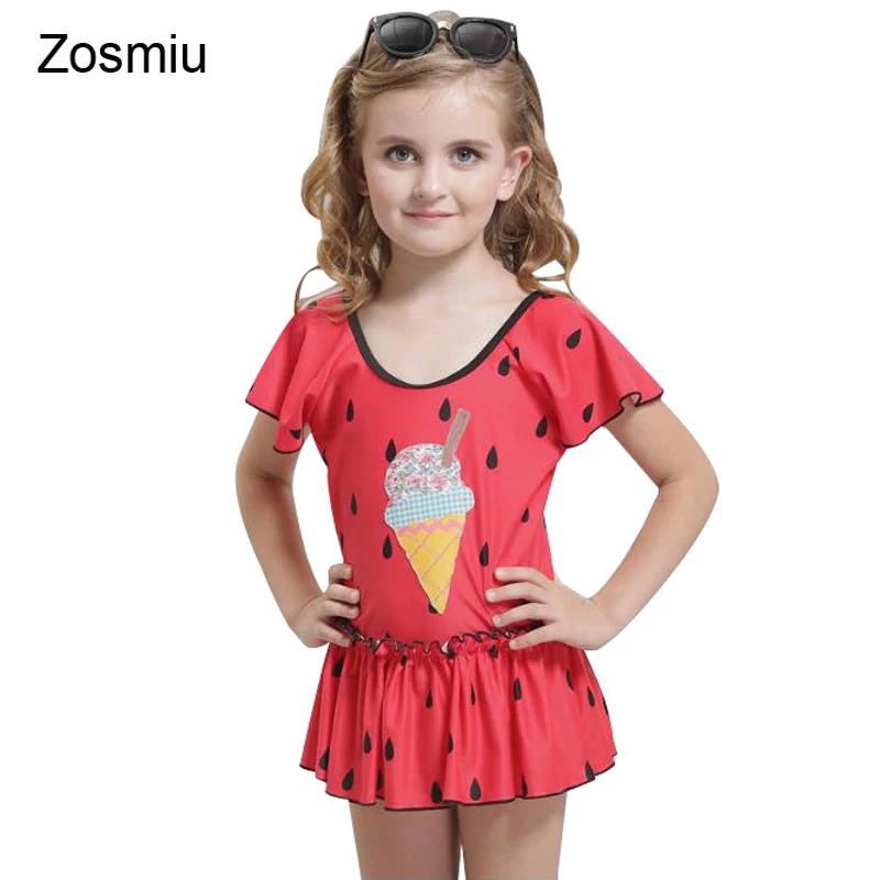 Zosmiu New Children Swimsuits 2018 Girls One piece Cute Polka Dot