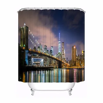 

Custom Downtown New York Waterproof Bathroom Acceptable Shower Curtain Polyester Fabric Bathroom Curtain #180318-45-38