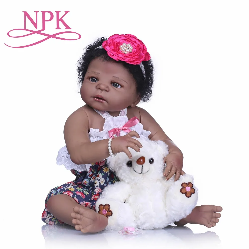 NPK 22 ''reborn bebe bonecas ручной работы, реалистичные куклы reborn baby, полностью тело, винил, силикон, черная кожа, Детская кукла, детские игрушки, подарки