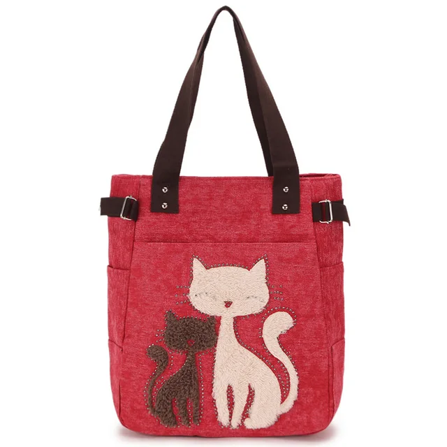 Las Canvas Bag Women Shoulder Bags Female Cute Cat Handbag Bag Women Shoulder Bags Female Cute Cat
