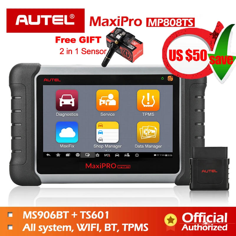 

Autel MP808TS Diagnostic Tool Wifi Bluetooth OBD OBD2 TPMS Tool Programmer AUTEL MX Sensor PK DS808 MK808 Automotive Scanner