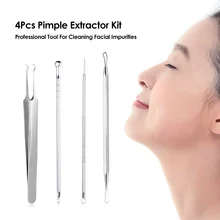 4 шт. набор экстракторов из нержавеющей стали для удаления угрей для лица, набор для удаления угрей, двухсторонний инструмент для очистки прыщей
