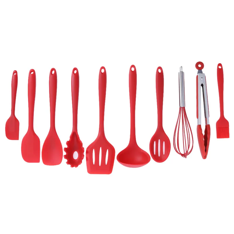 10 шт./компл. силиконовые формы для выпечки с антипригарным покрытием набор посуды бытовой Кухня для готовки поварские инструменты посуда гаджеты красный/черный - Цвет: Красный