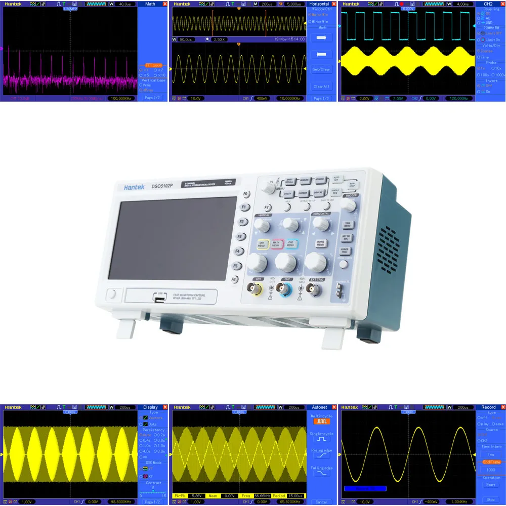 

KKMOON DSO5102P Digital Oscilloscope Portable 100MHz 2Channels 1GSa/s Record Length 40K USB Osciloscopio Handheld Oscilloscopes