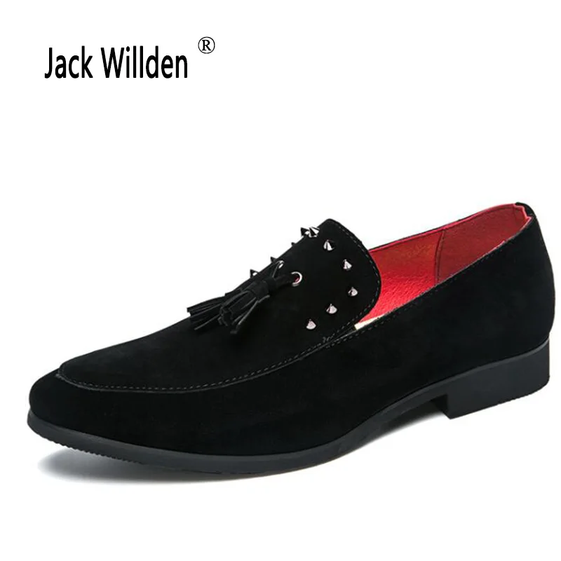 

Jack Willden Men Loafers New Rivet Decoration Leather Shoes Handmade Men's Breathable Comfort Slip-on Party Wedding Shoes