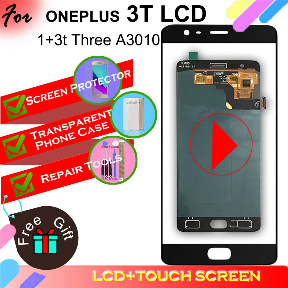 

5.5" Super AMOLED LCD Display For OnePlus 3T A3010 Touch Screen Digitizer Panel Replacement Accessory Parts 1920x1080