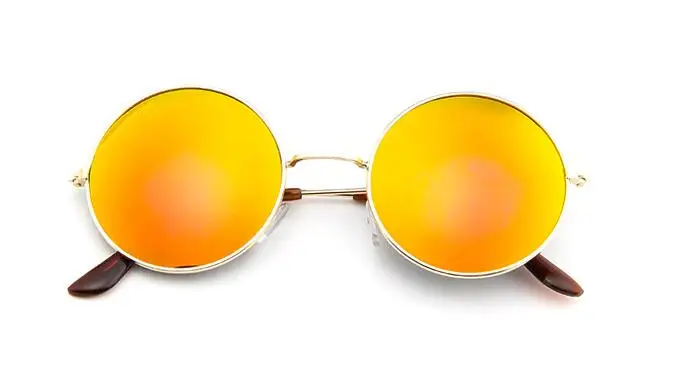 Металлические круглые солнцезащитные очки для мужчин и женщин, индивидуальные черные Винтажные Солнцезащитные очки, зеркальные оттенки, солнцезащитные очки для женщин и мужчин s UV400 - Цвет линз: Красный
