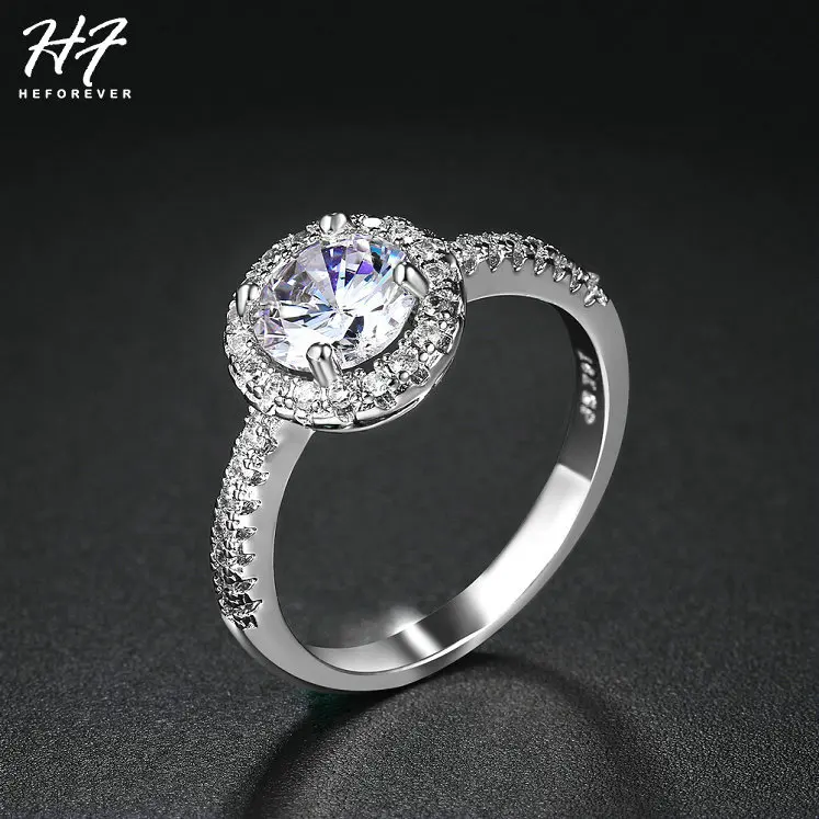

Fashion Wedding Engagement Ring for Women Forever Show Elegant Temperament Jewelry Womens Girls White Silver Filled Ring R319