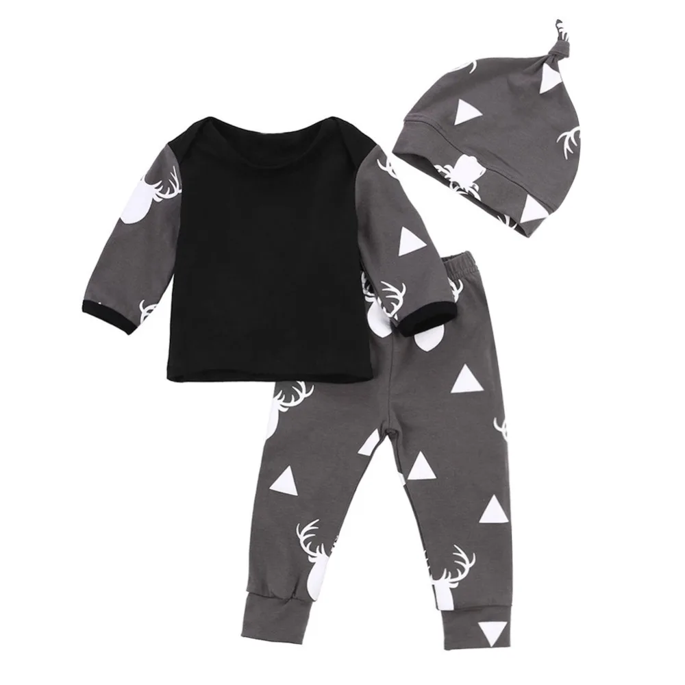 Jocestyle Одежда для малышей Комплект для малышей Одежда для мальчиков и девочек, хлопковая футболка с длинным рукавом+ шапочка+ брюки для новорожденных, комплект из 3 предметов, костюм для детей от 0 до 24 месяцев