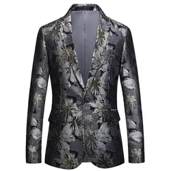 Классический жаккардовый мужской пиджак Модный деловой Свадебный Банкетный мужской костюм пальто большого размера 5XL 6XL приталенный
